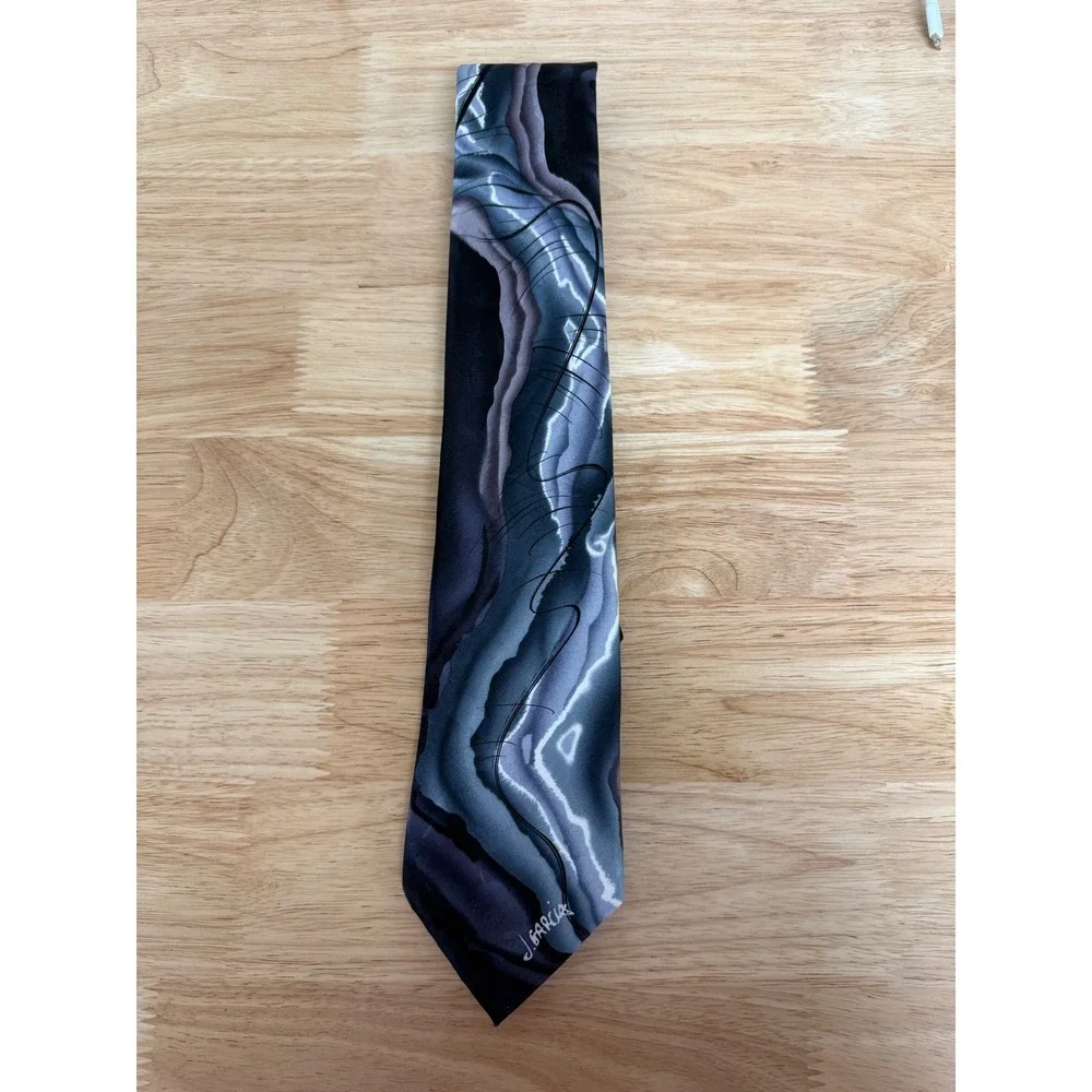 J. Garcia Liquid Torso Silk Tie Watercolor Collection Artist Proof No. 9 Blue